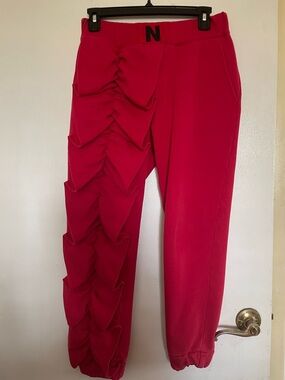 Nicopanda Cozy Jogger Sweat Pants in Red. Small